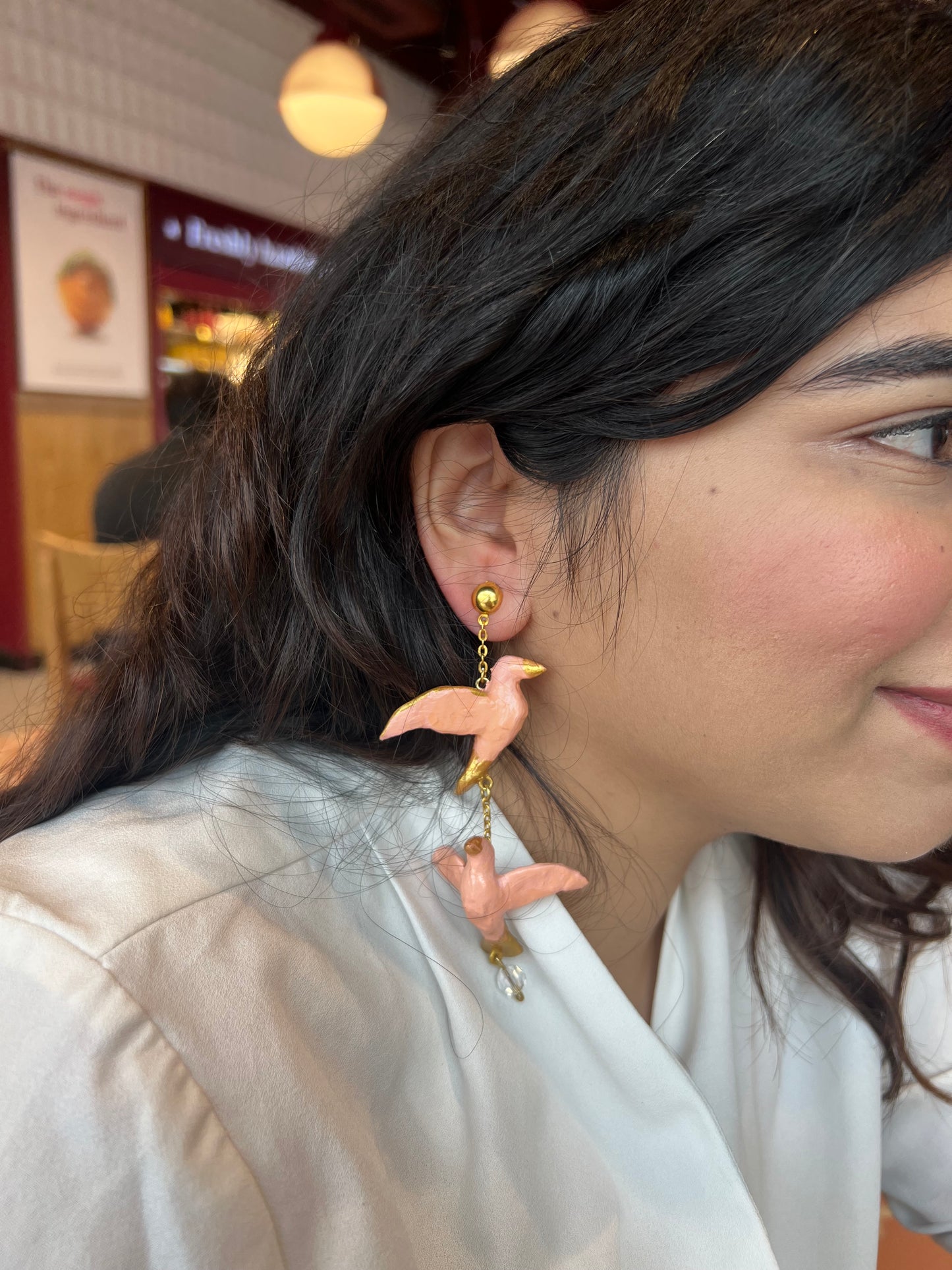 Pink Bird Danglers