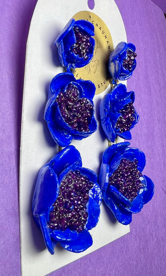 Blue Blossom Danglers