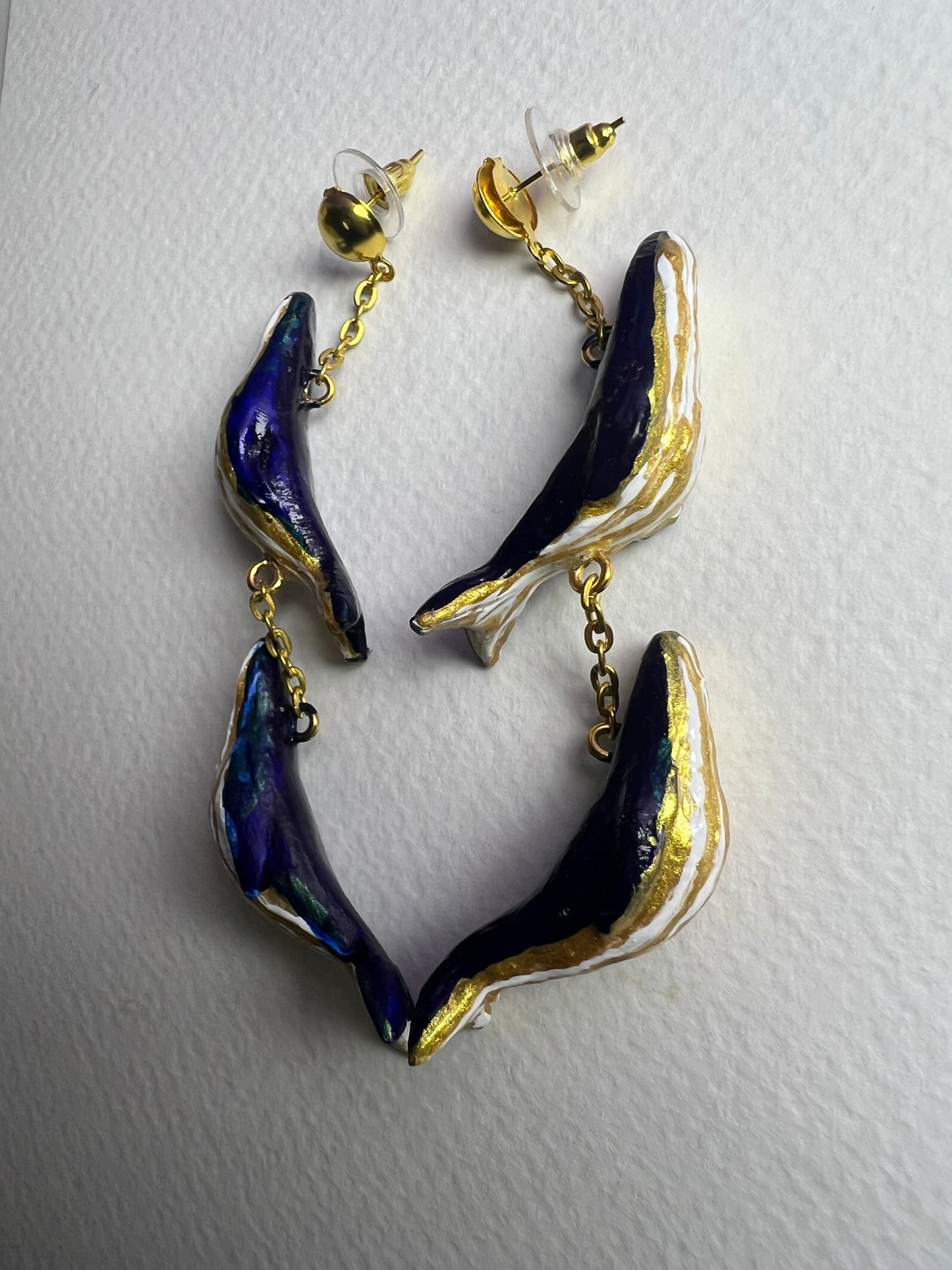 Navy Blue Whale Danglers