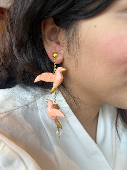Pink Bird Danglers