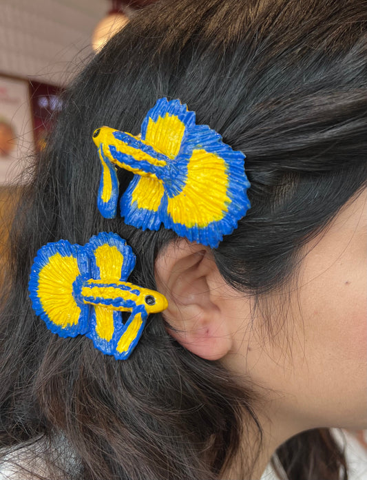 Fish- blue and yellow hair clip