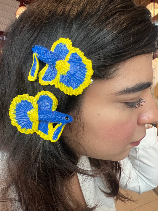 Fish- blue and yellow hair clip