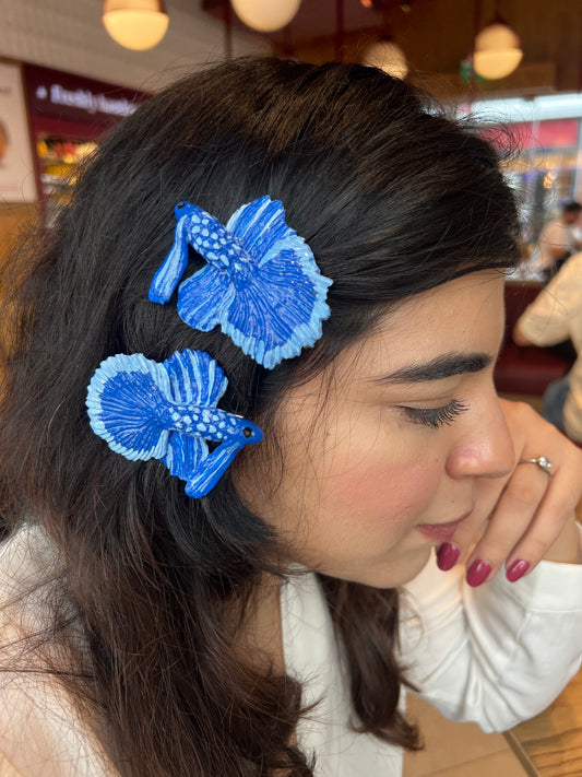 Fish- blue and light blue hair clip